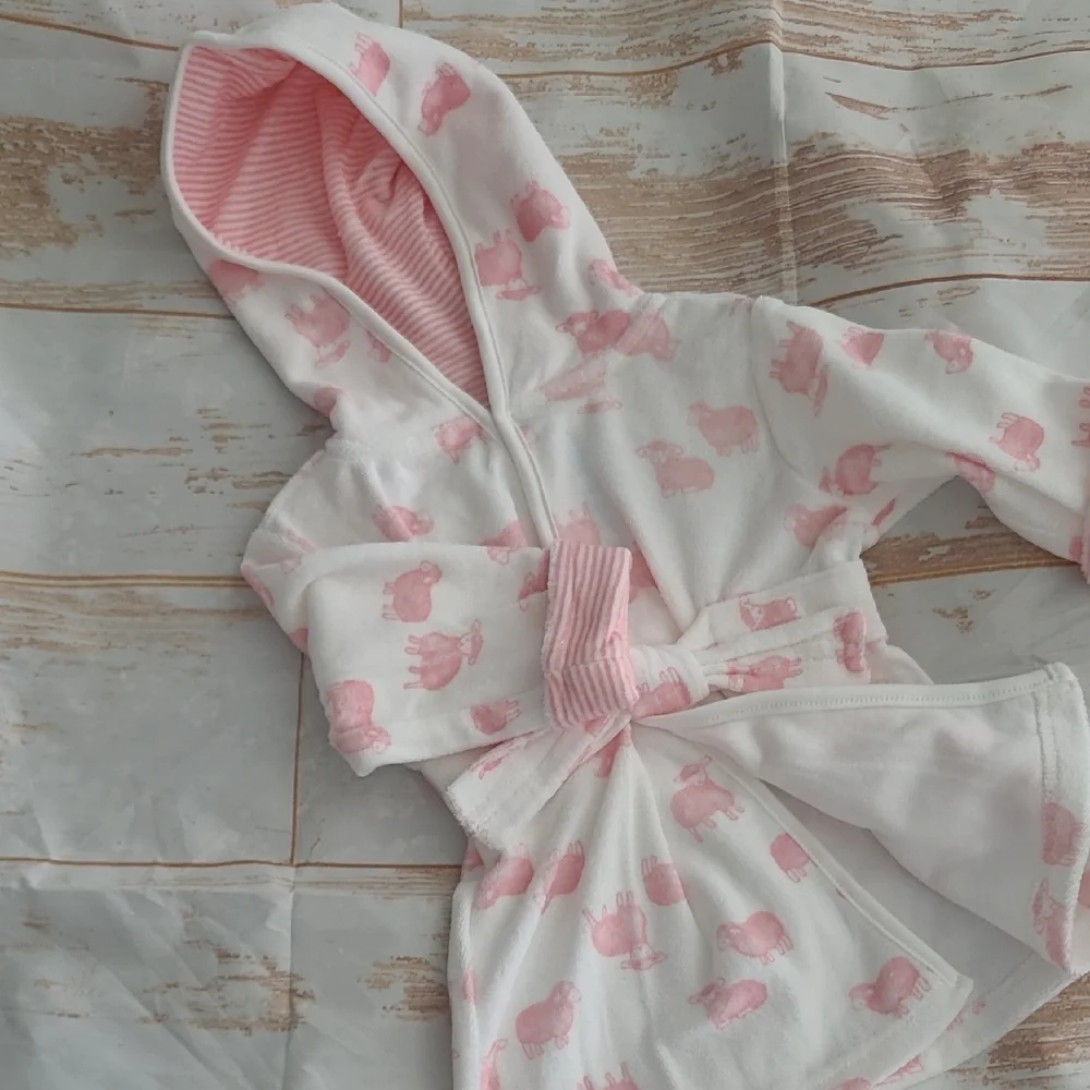 Carters Girls .. 0-9 months .. Terry Cloth BathRobe .. Pink Lamb Sheep .. New